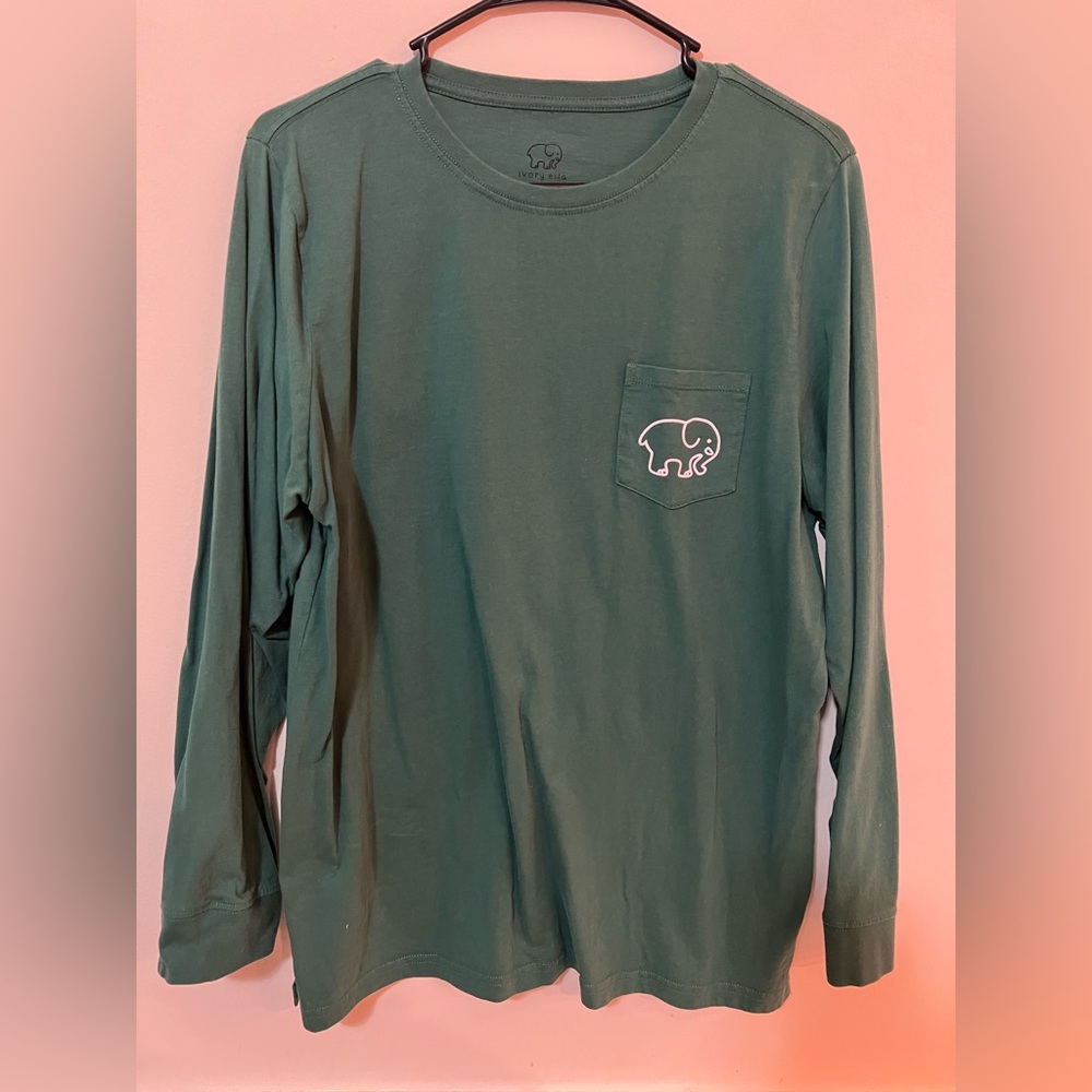 Ivory Ella women's 100% organic cotton long sleeve elephant paisley green shirt